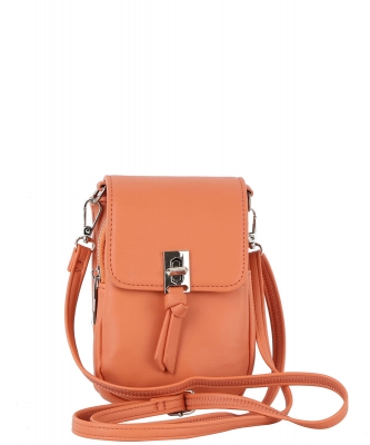 Twist Lock Flap Crossbody Cell Phone Purse GL-0150-M CORAL